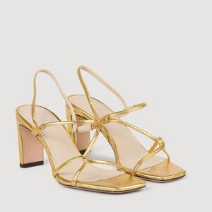 Elegant Gold Strappy Heels Sandro